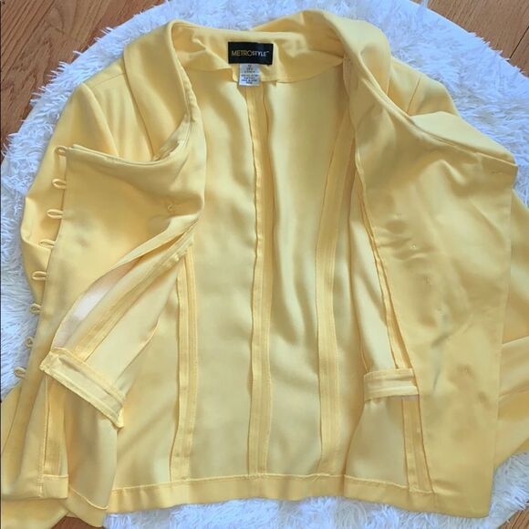 Vintage Metrostyle Women’s Yellow 2-Piece Jacket Skirt Matching Suit Set Size 12 - Picture 12 of 16